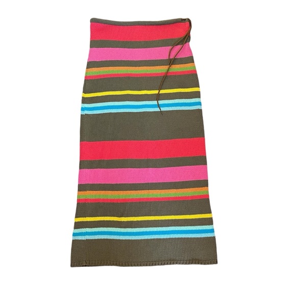 Vintage Castelbajac Paradisiac Skirt Cotton Sweater Knit Stripe Multi Color SM - Picture 2 of 9